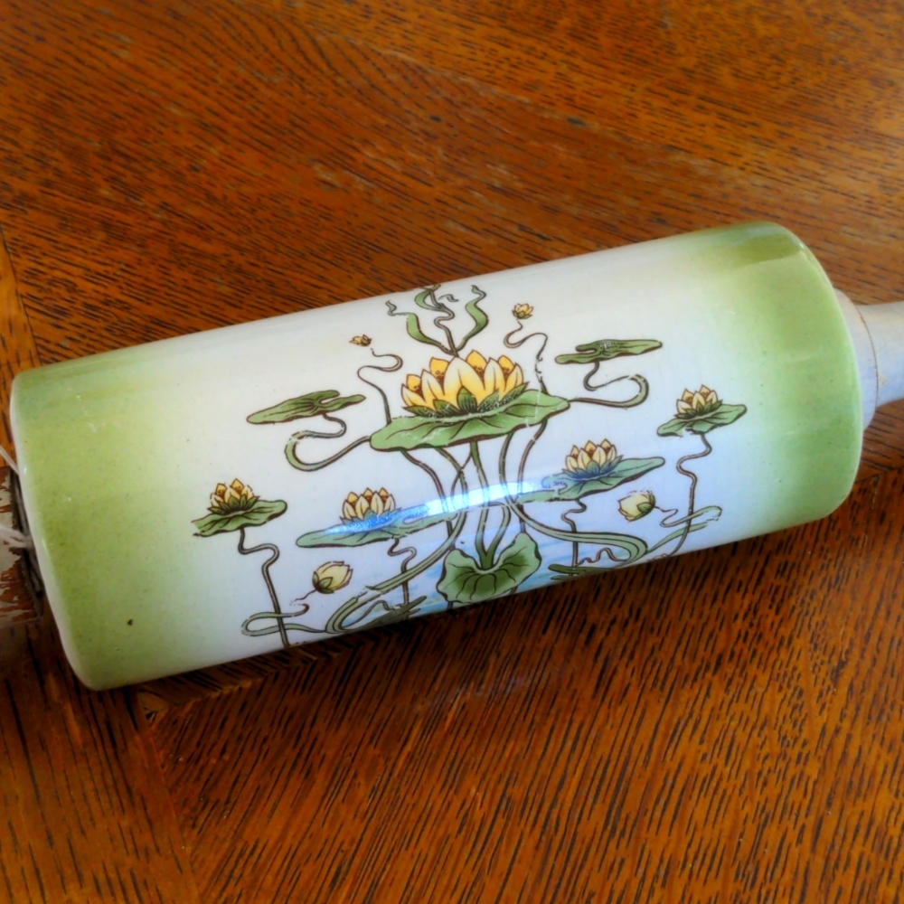Vintage Art Nouveau Ceramic Rolling Pin